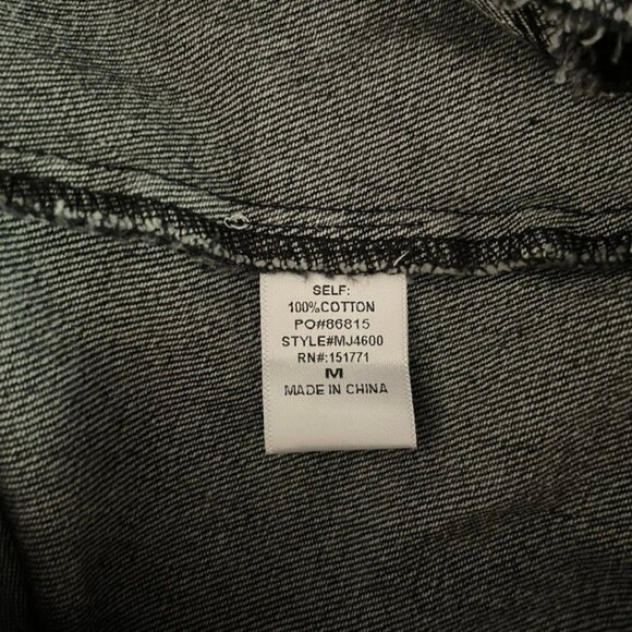 Le Lis Tassel Denim Jacket M | Black Wash Rhinestone Chain Fringe Cotton Western - Picture 14 of 16